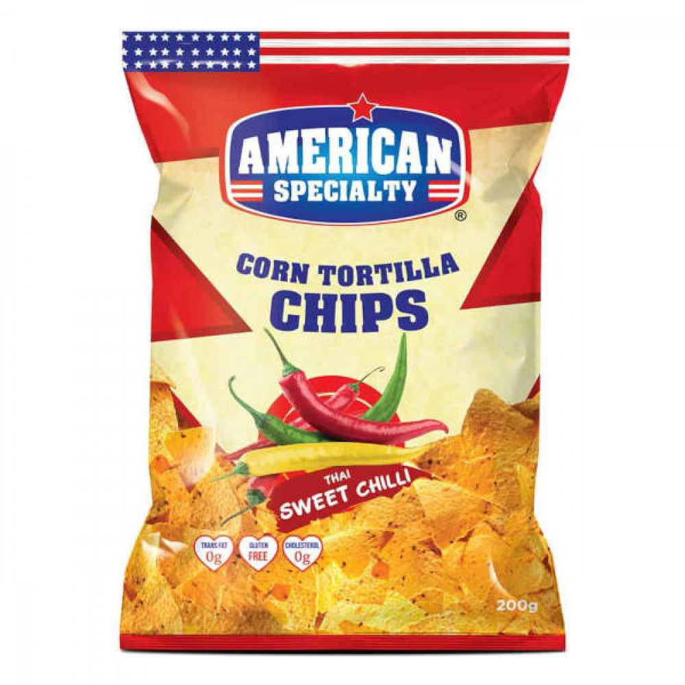 American Specialty Corn Tortilla Chips Thai Chili 200gm 