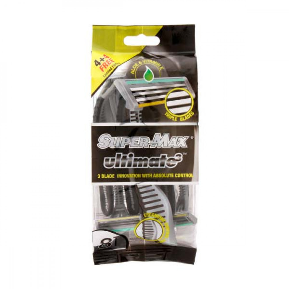 Supermax Men Ultimate 3 Blue Dispo Pouch Of 8S 