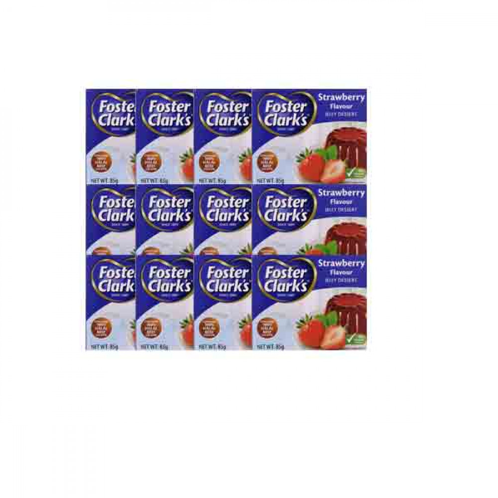 Foster Clarks Jelly Dessert Strawberry 12 x 85gm  Foster Clarks Jelly Dessert Strawberry 12 x 85gm