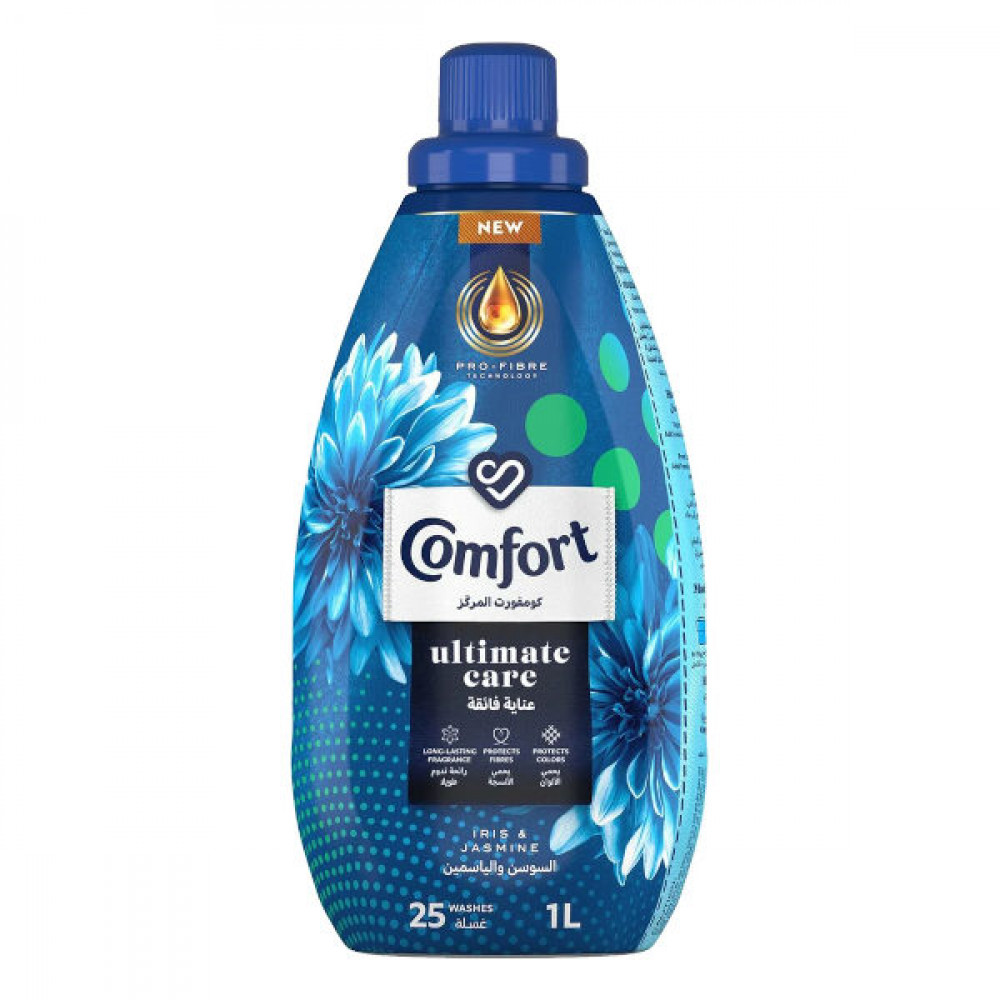 Comfort Ultimate Care Fabric Softener Iris & Jasmine 1Ltr  Comfort Ultimate Care Fabric Softener Iris & Jasmine 1Ltr