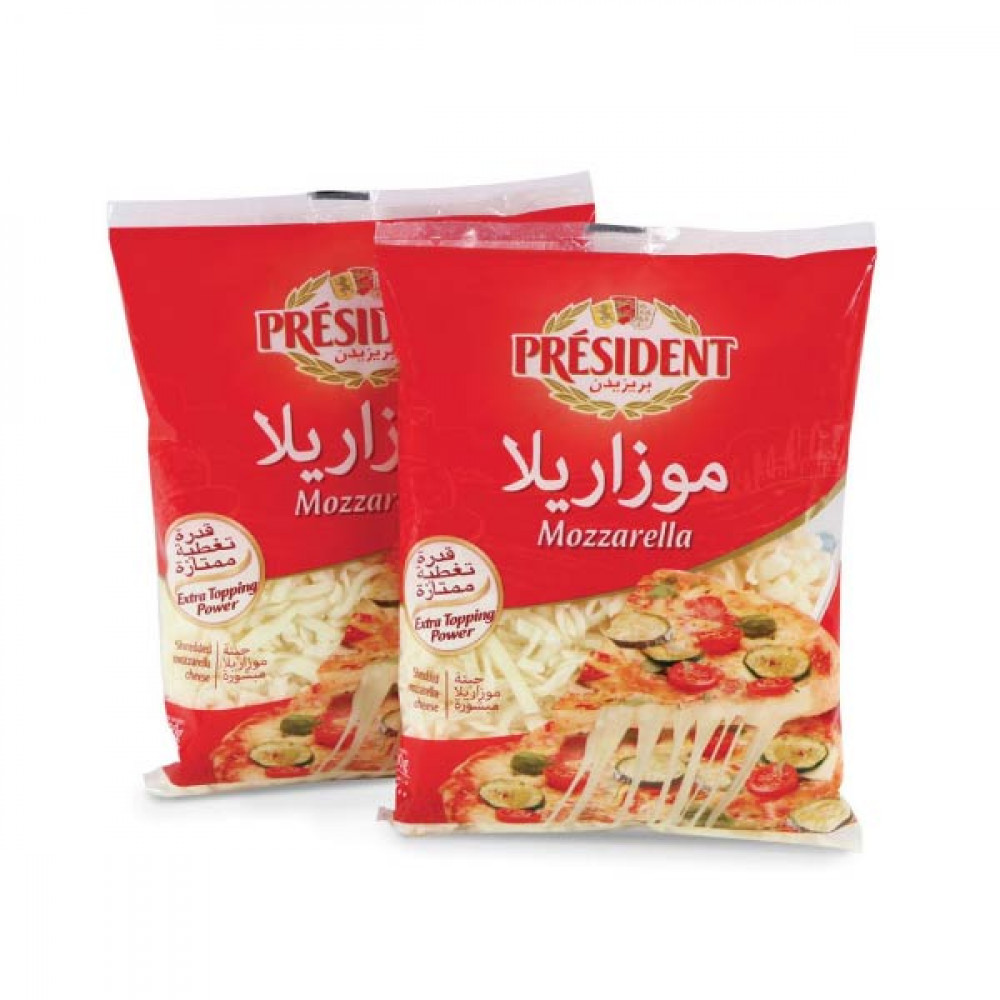 President Mozzarella Shredded Cheese 2 x 200gm  President Mozzarella Shredded Cheese 2 x 200gm