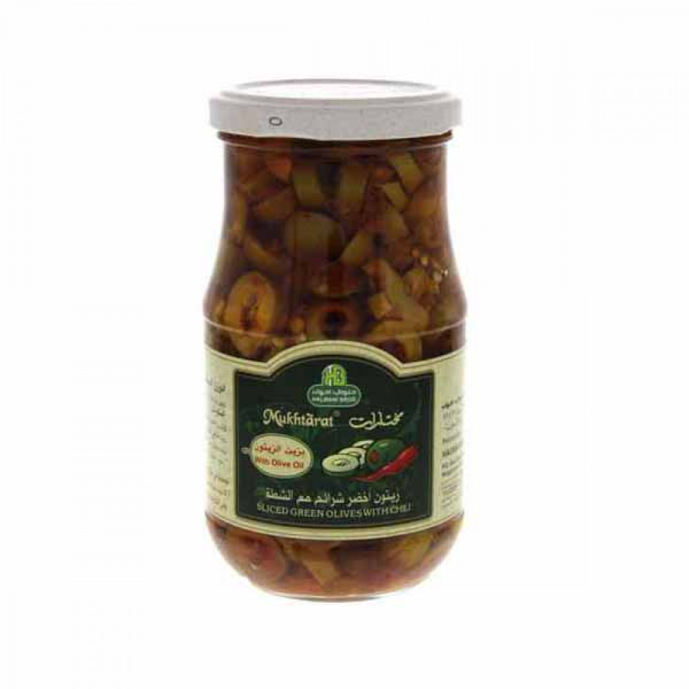 Halwani Sliced Green Olives With Chili 325gm 