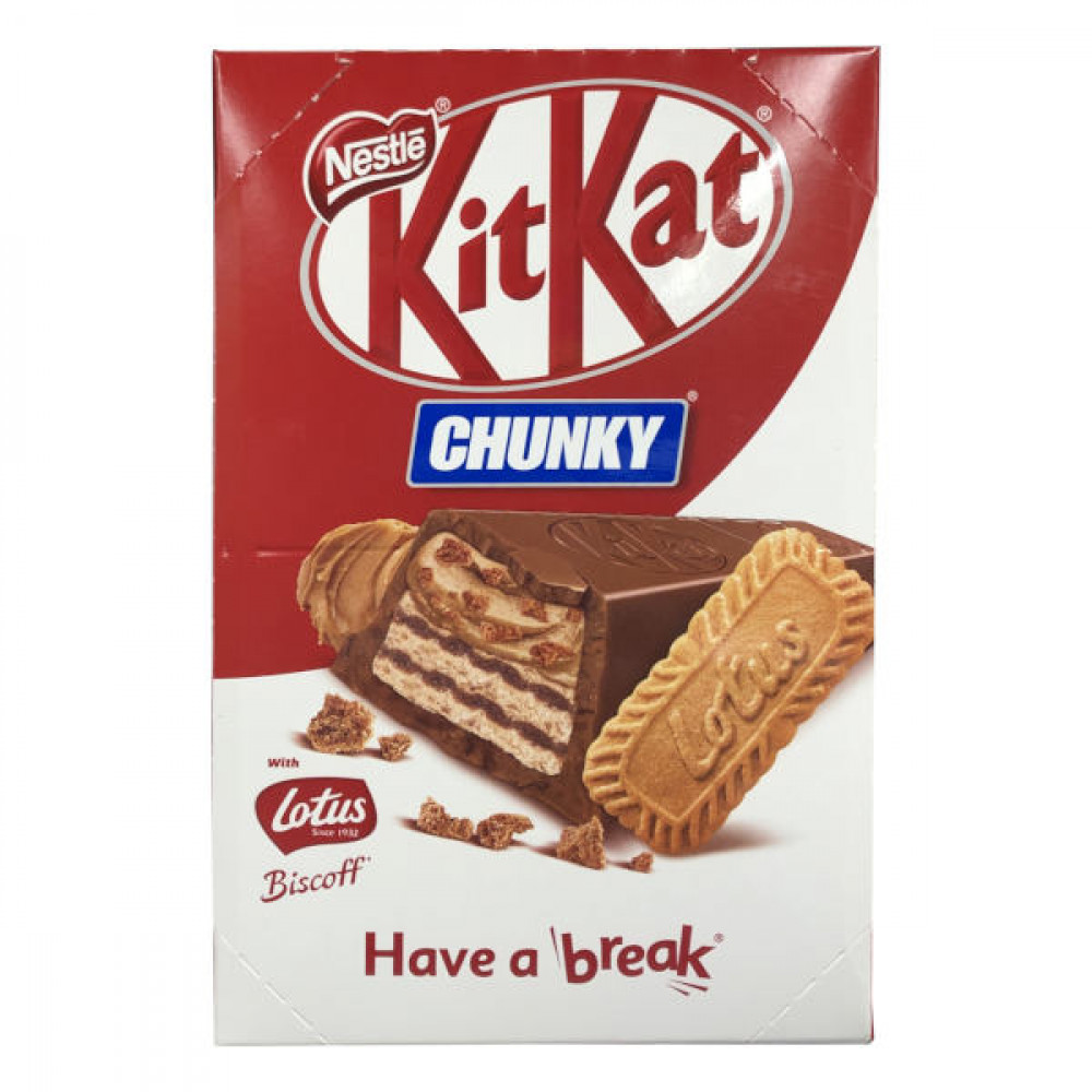 Nestle Kit Kat Chocolate Wafers Chunky with Lotus Biscoff 24 x 41.5gm  Nestle Kit Kat Chocolate Wafers Chunky with Lotus Biscoff 24 x 41.5gm