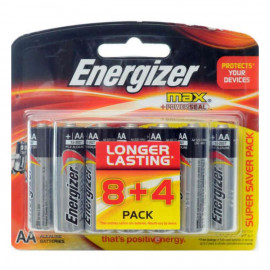 Energizer AA Size Batteries 8 + 4 Free
